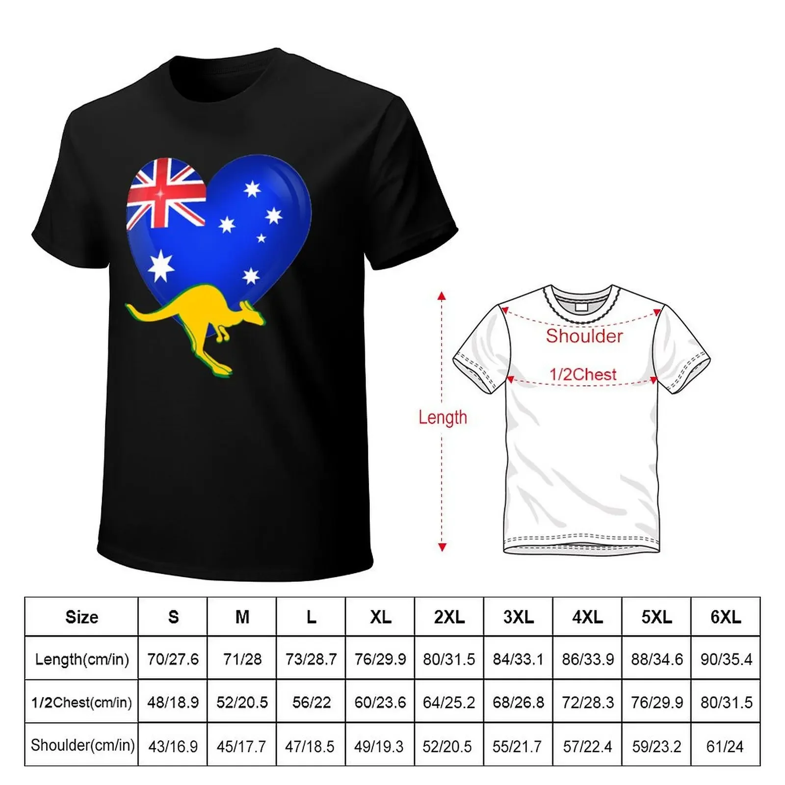 Australian Aussie Heart Flag & Kangaroo Wallaby T-Shirt sublime quick drying animal prinfor boys black t-shirts for men