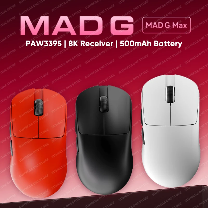 

Беспроводная игровая мышь FGG Madlions Mad G MAX Mad R Mad G Pro Paw3395 Ultra Sensor 8K 2-режимная геймерская легкая мышь с низкой задержкой