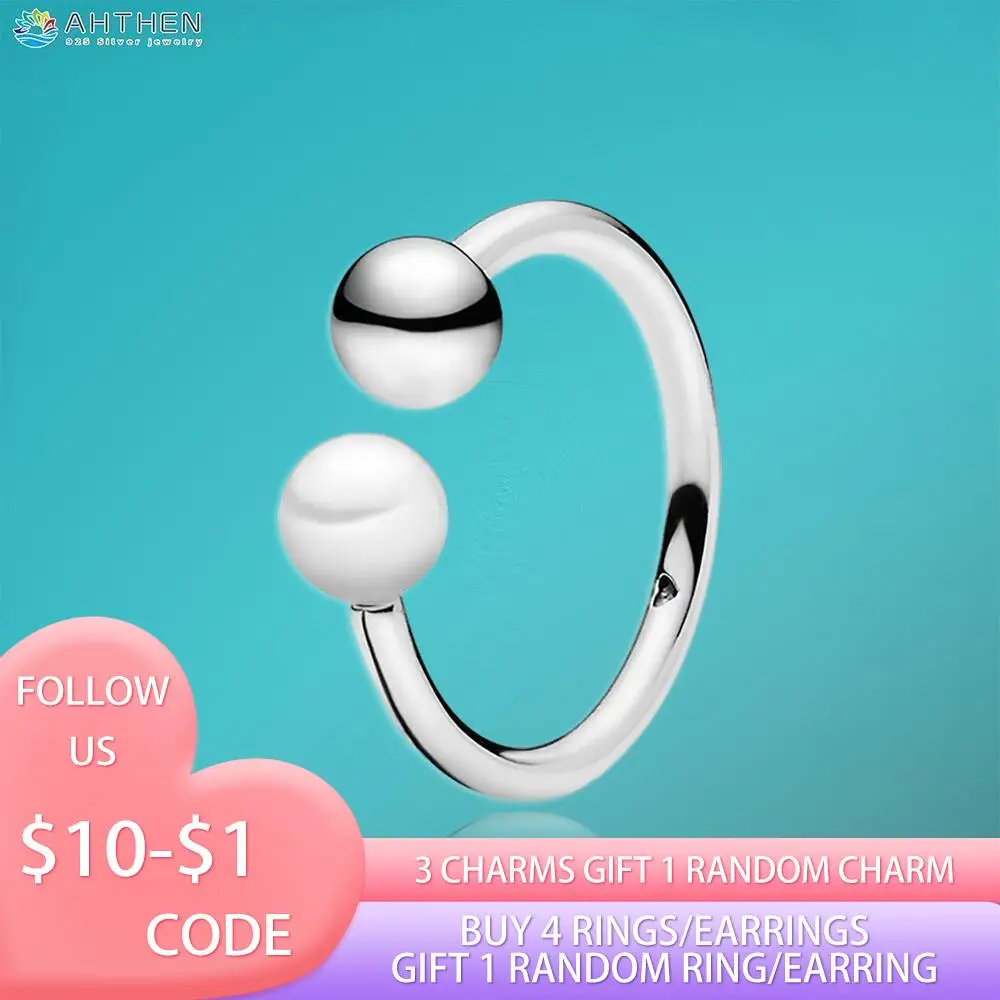 

Ahthen 925 Sterling Silver Ring Bead & Freshwater Cultured Pearl Open Rings Original 925 Women Rings Engagement Rings Girl rings