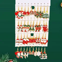 10PCS Christmas Earrings Set Alloy Dripping Oil Snowflake Santa Claus Stars Earrings Women Jewelry Christmas Gifts