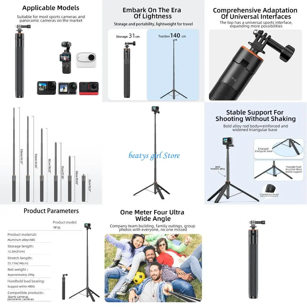 

C7AB Extension Rod Selfies Tripod Integrated Flexible Camera for Pocket3 Camera