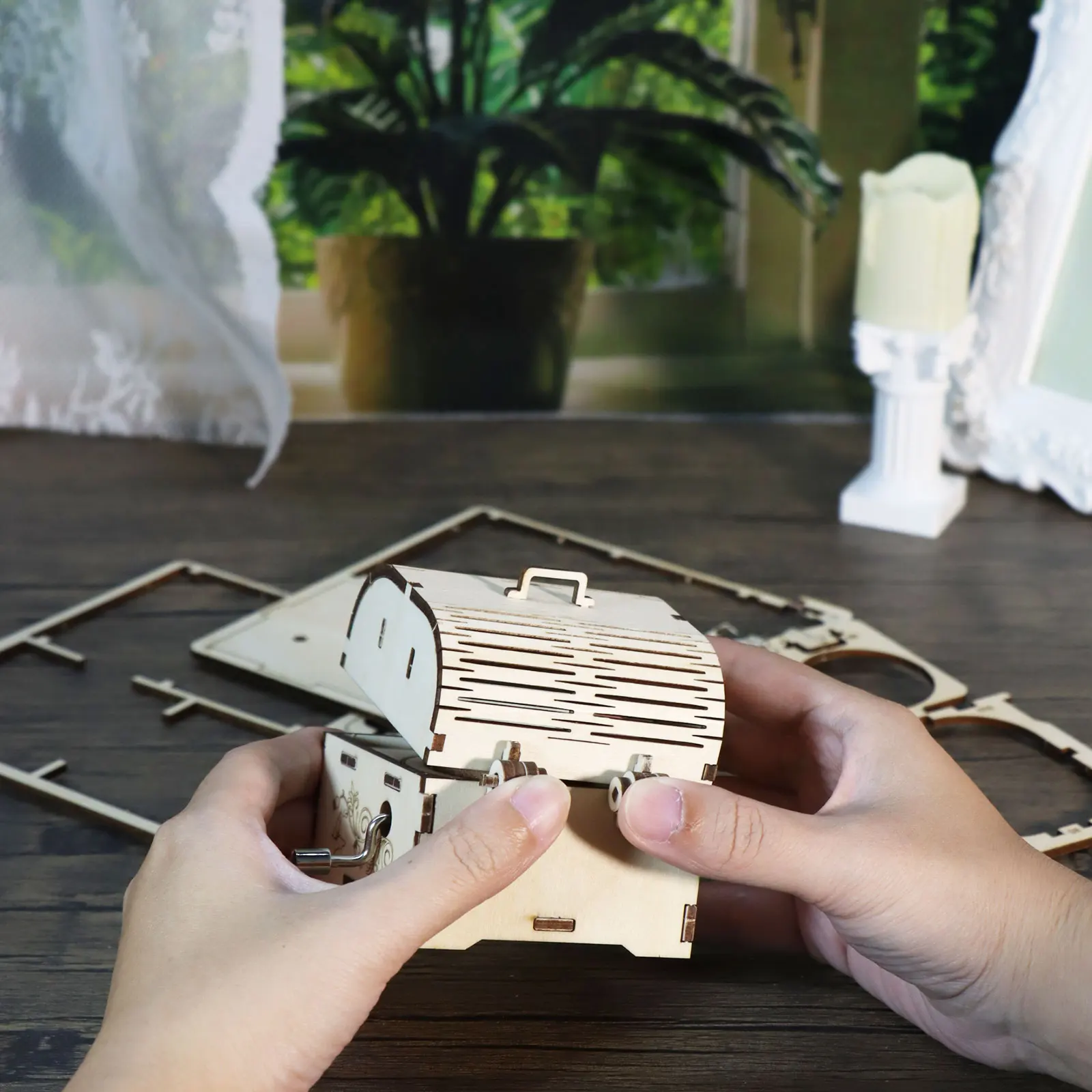 Puzzle 3d in legno per adulti Carillon del tesoro Kit modello di assemblaggio fatto a mano fai-da-te Regali di Natale