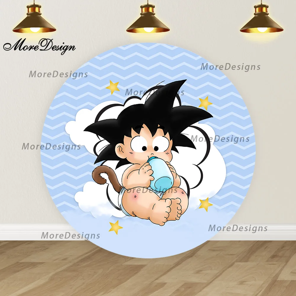Dragon ball bebê goku capas redondas chá de bebê foto pano de fundo meninos decoração de aniversário dos desenhos animados vinil poliéster foto fundo