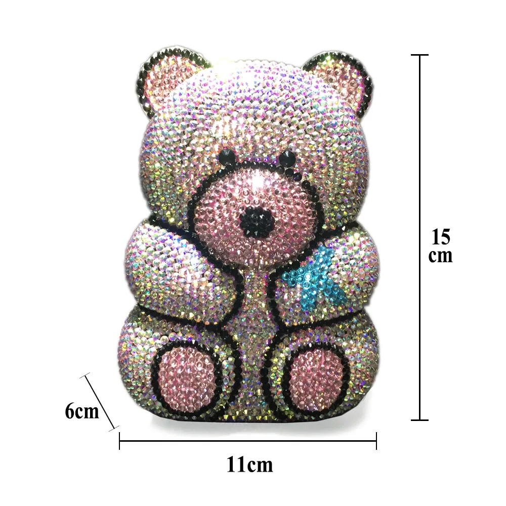 

2024 New Design Bear Shape Cartoon Rhinestone Jewelry Bag Handmade Ladies Evening Bag