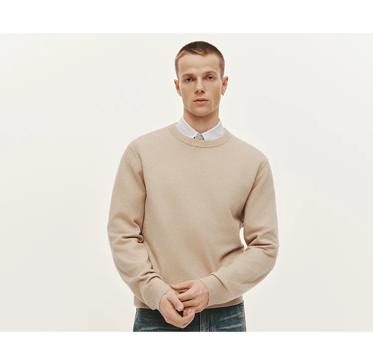 Semir Strickpullover für Herren, Winter-Kaschmirmischung, wärmeisolierend, antibakteriell, 2025, neue Basic-Rundhalsausschnitt, schwarze Basisschicht – Detail 12