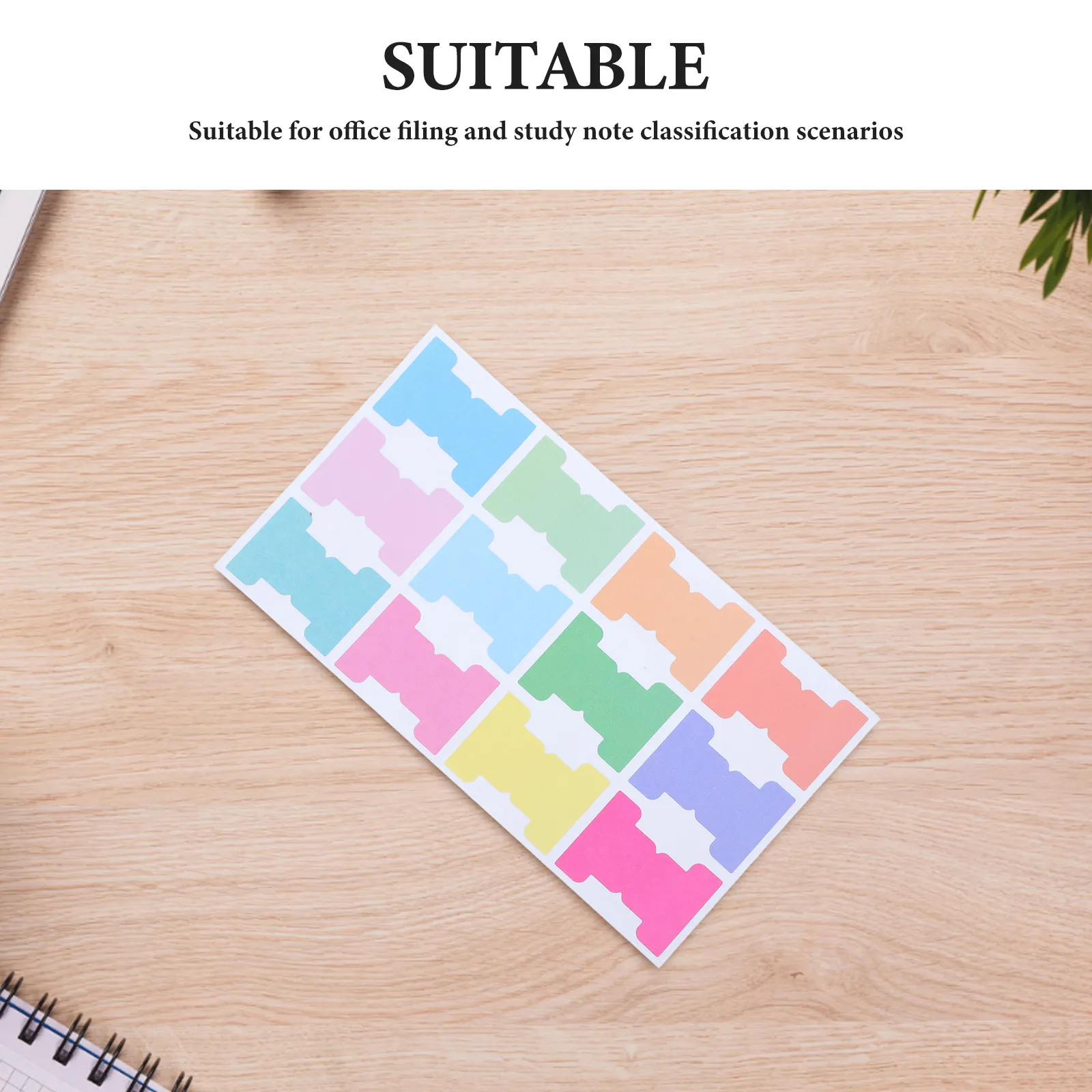 8Sheets Index Tabs Writable Removable Self-Adhesive Colored Page Markers for Notebook Book Document Organizing Office Study