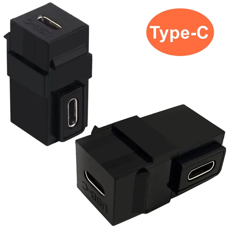 90 Degree Angled USBC Adapter USB3.1 Type-C Female to Female Keystone Insert Socket Coupler Adapter for Wall Plate Outlet Panel