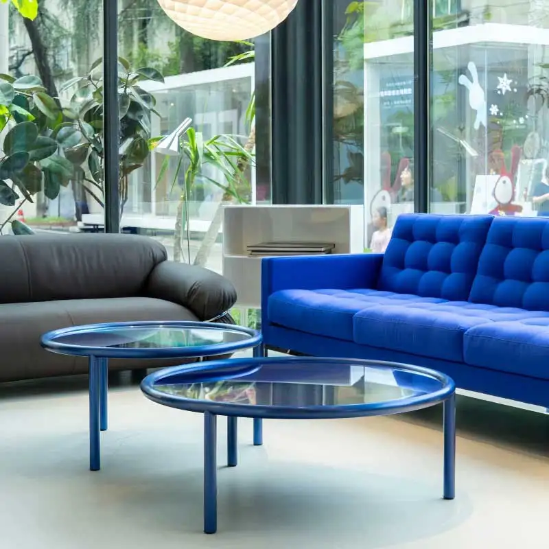 

Italian minimalist glass coffee table living room home high-end small apartment combination round low table coffee table