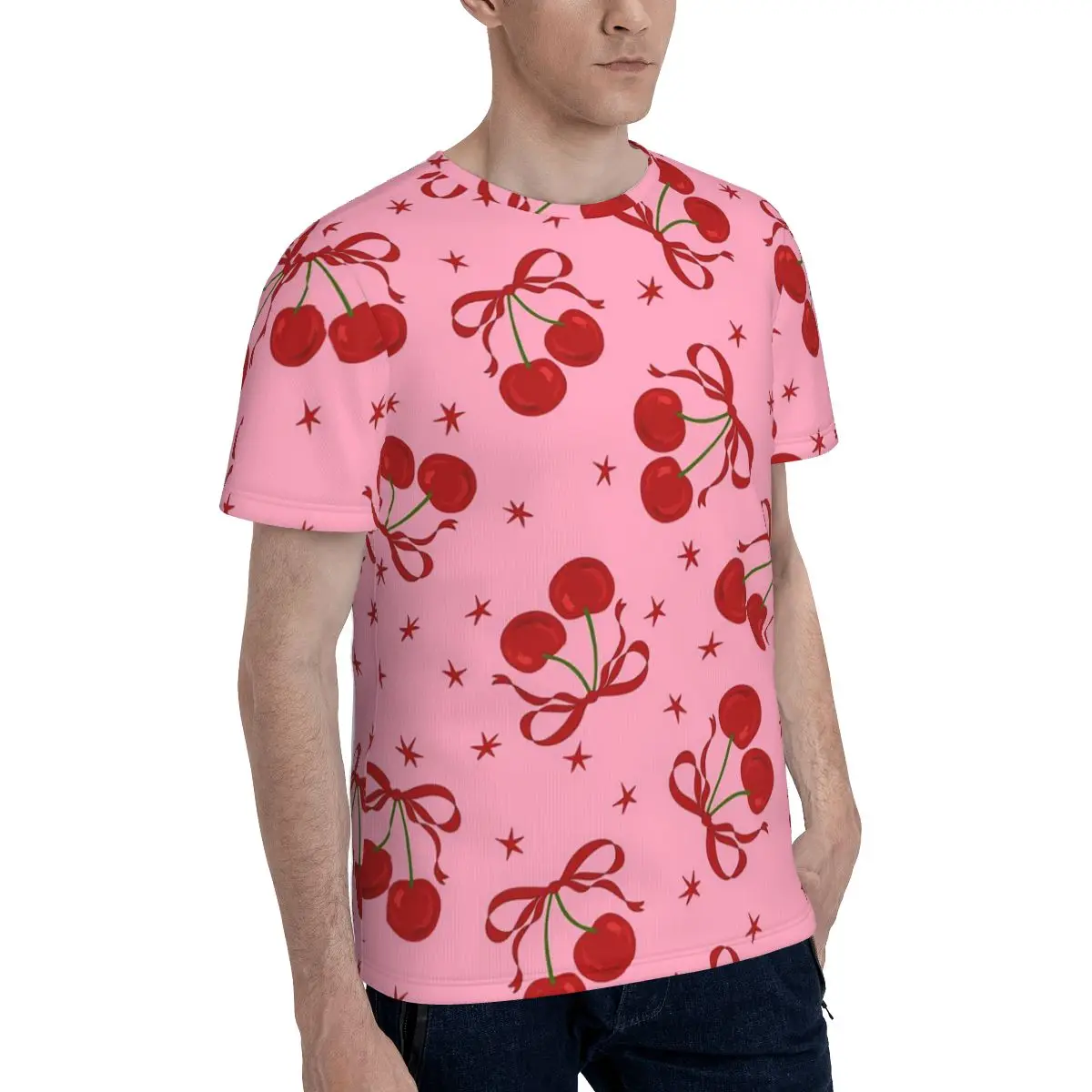 Cherry T-Shirt for Men Cotton T Shirts Men's Short Sleeve O-Neck Summer Clothes Tops