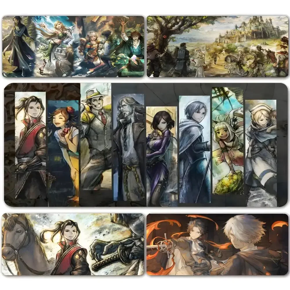 Alfombrilla de ratón para juegos Octopath Traveler II RPG, alfombrilla de ratón grande para juegos, alfombrilla gruesa para teclado de ordenador, alfombrilla para mesa y escritorio