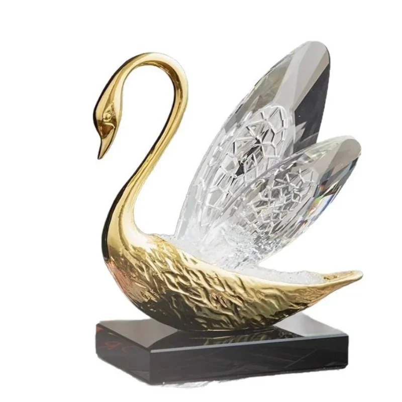 

Light luxury crystal swan ornament, high-end creative home living room, ornament
