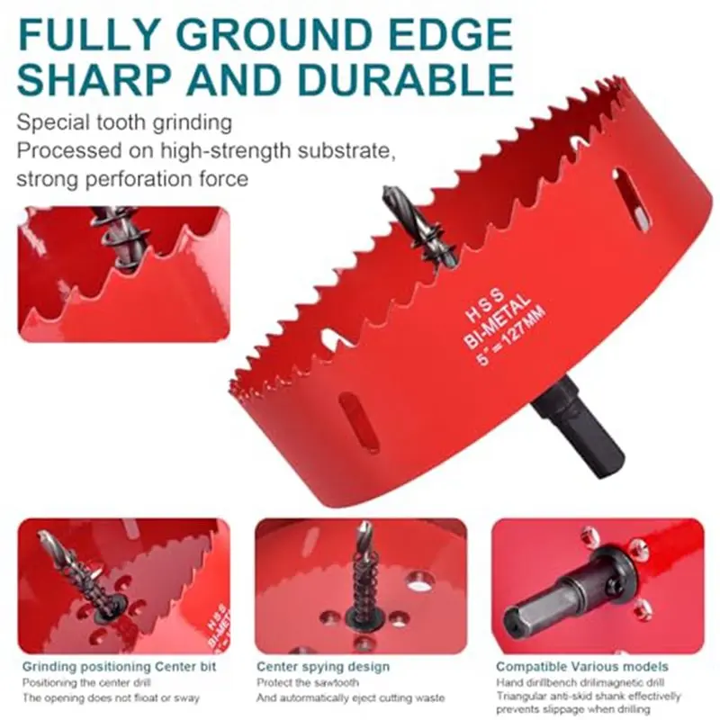 A02F-4-1/4Inch / 108Mm Hole Saw For Wood, Plastic Board, Ceiling,Drywall, And Metal Sheet - HSS Bi-Metal Hole Cutter - view 5