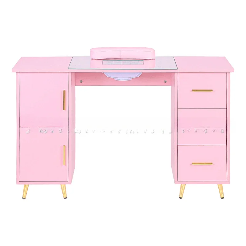 Nail table with vacuum system, glass
