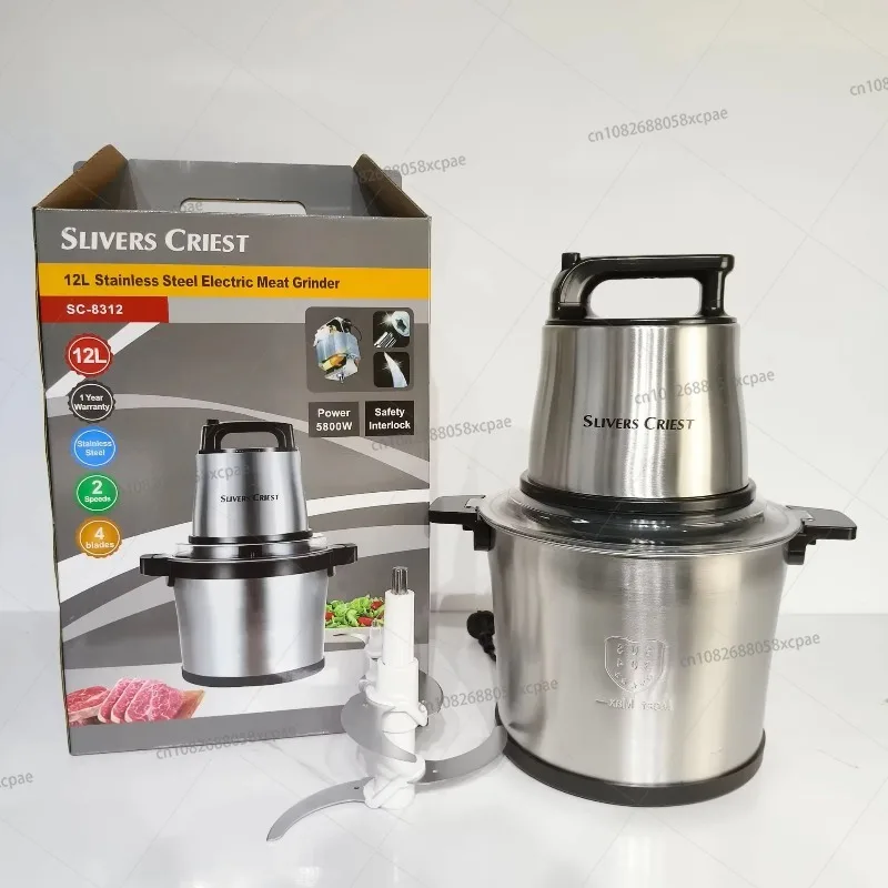 Picadora de Carne Silver Crest de 5800W, 12L, Batidora de Tofu, Picadora de Carne Eléctrica Multifuncional Portátil