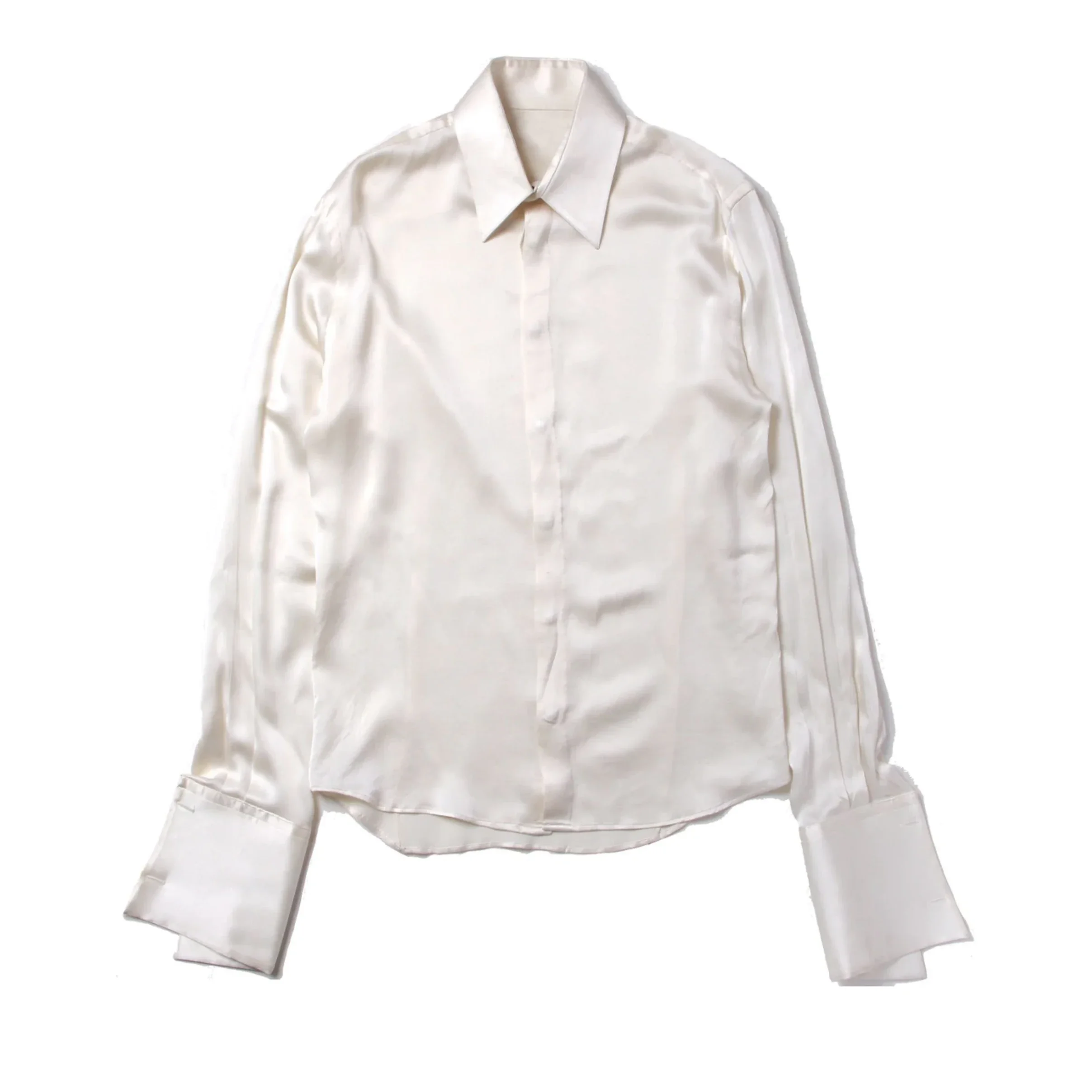 

YOJI OOAK ШЕЛКОВАЯ рубашка из чистого белого шелка, легкая роскошная рубашка из тутового шелка, мужской стиль унисекс