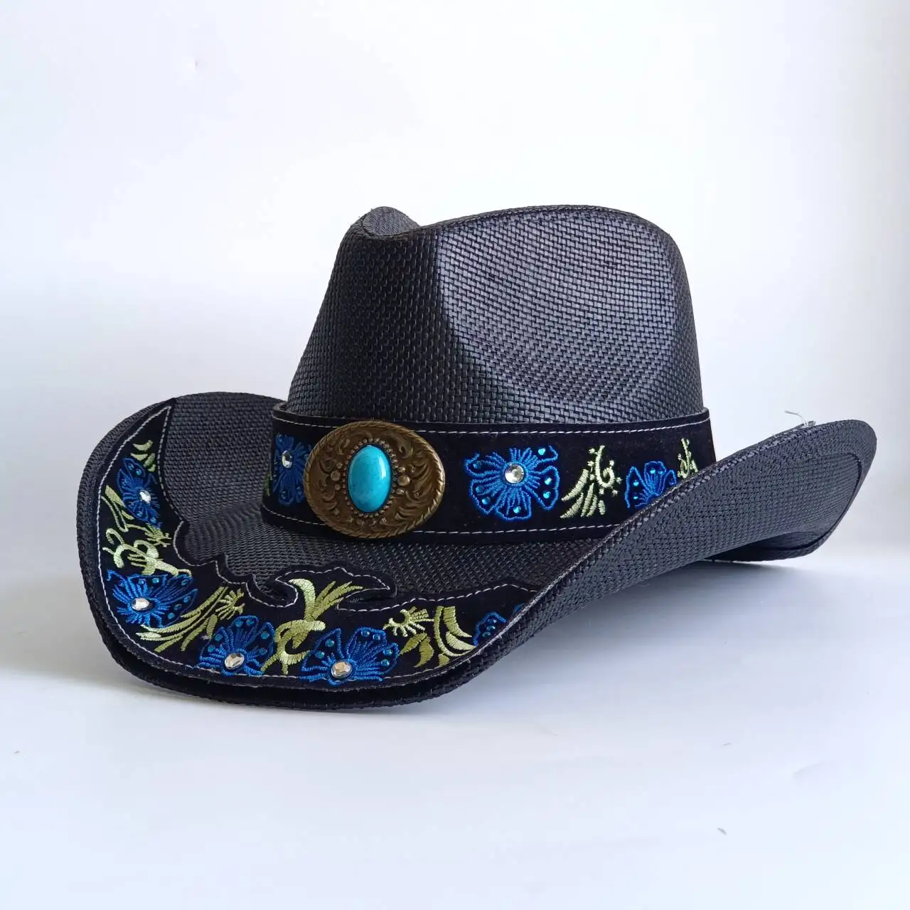 Decal accessories Straw Western cowboy Hat plasticity Men women wide Brim Pasture straw hat cowboy solid  hat