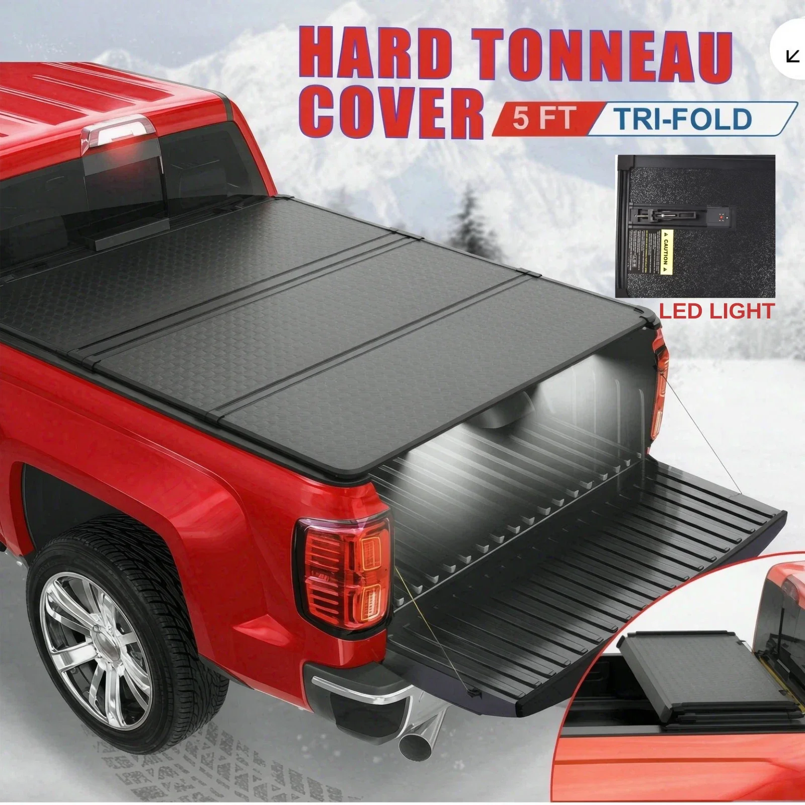 AP03 3-Fold 5FT Hard Tonneau Cover For 2019-2026 Ford Ranger Truck Bed Waterproof
