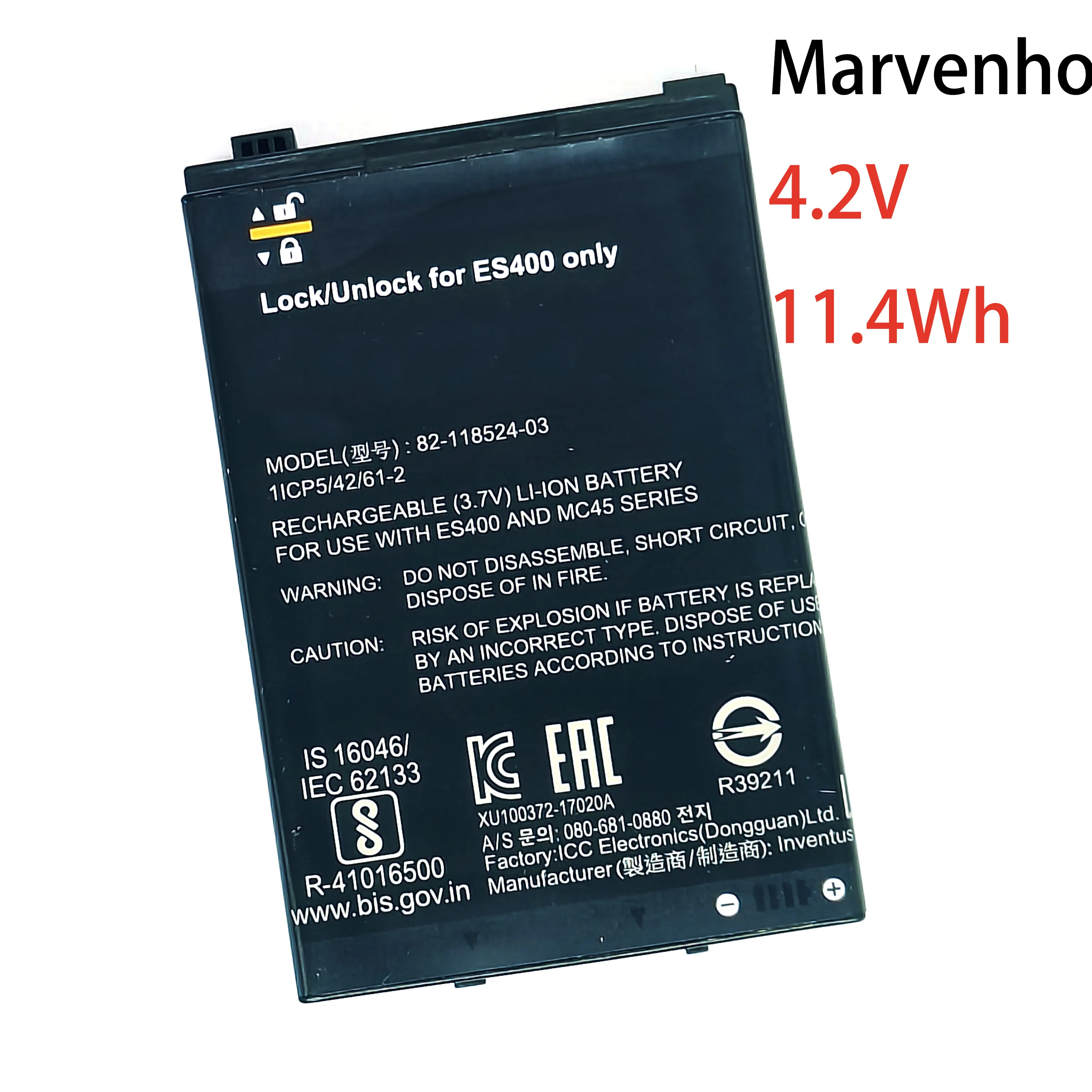 Marvenho New 4.2V 3080mAh 11.4Wh  82-118524-03 Battery for ZEBRA 1ICP5 42 61-2 ES400 MC45