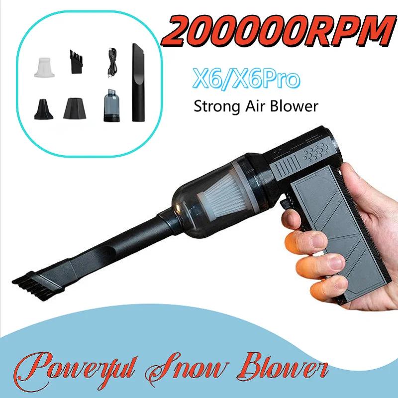 200000RPM Strong Air Blower X6/X6Pro Turbo Fan Blower Brushless Turbo Jet Fan Wireless Car Vacunm Cleaning Dust Leaves Blowing