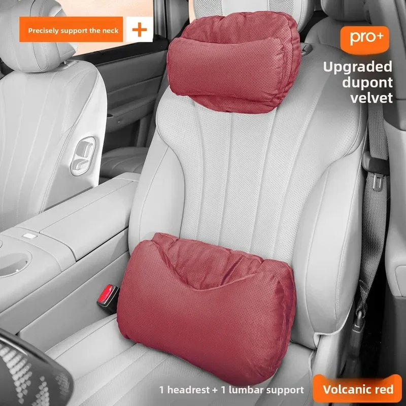 High Quality Perforated Suede Breathable Neck Pillow Lumbar Support Cushion For Car Seat