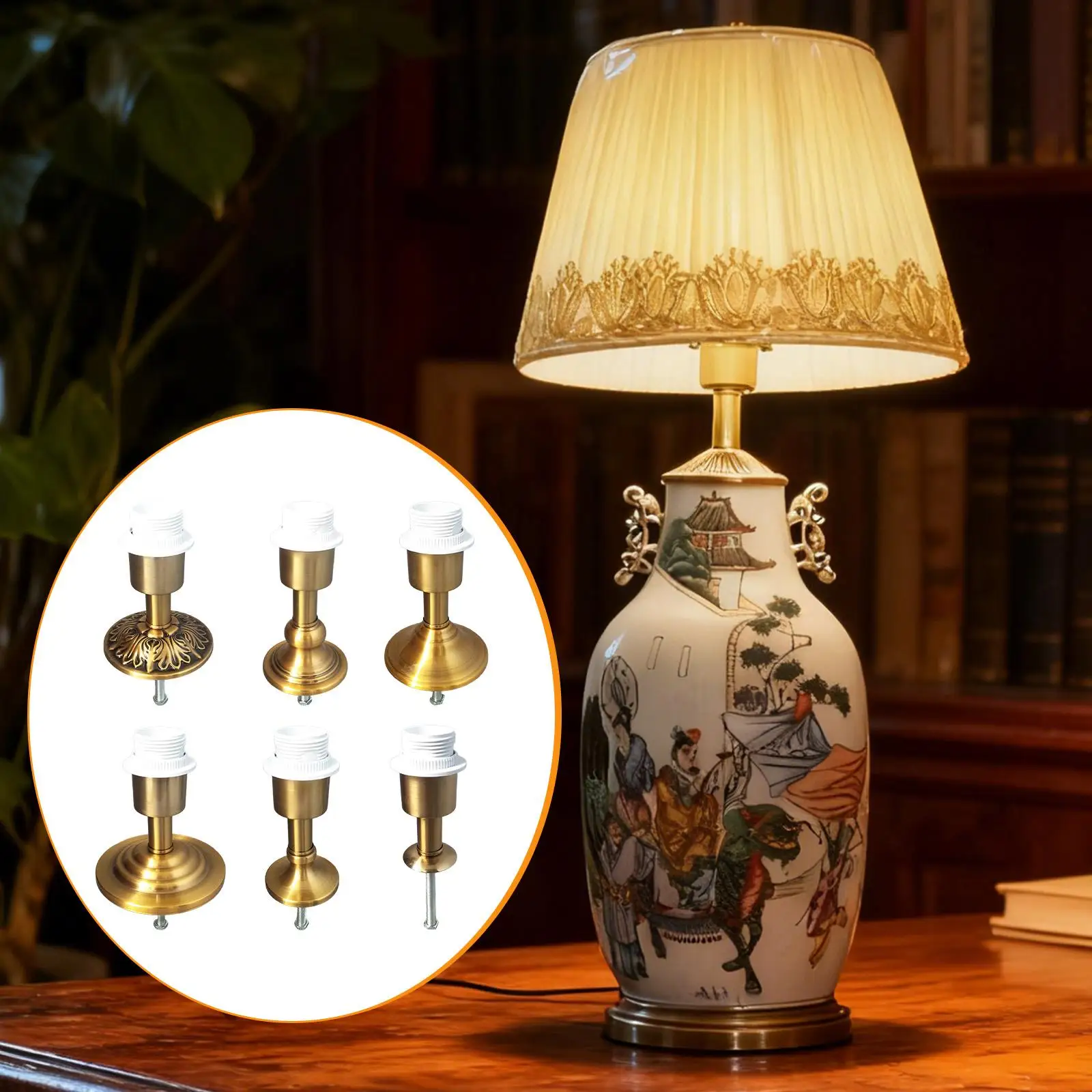 E27 Screw Ceramic Bottle Lamp Base DIY Metal Iron Desk Lamp Holder Stable Base for Decorative Table Lamp Projects