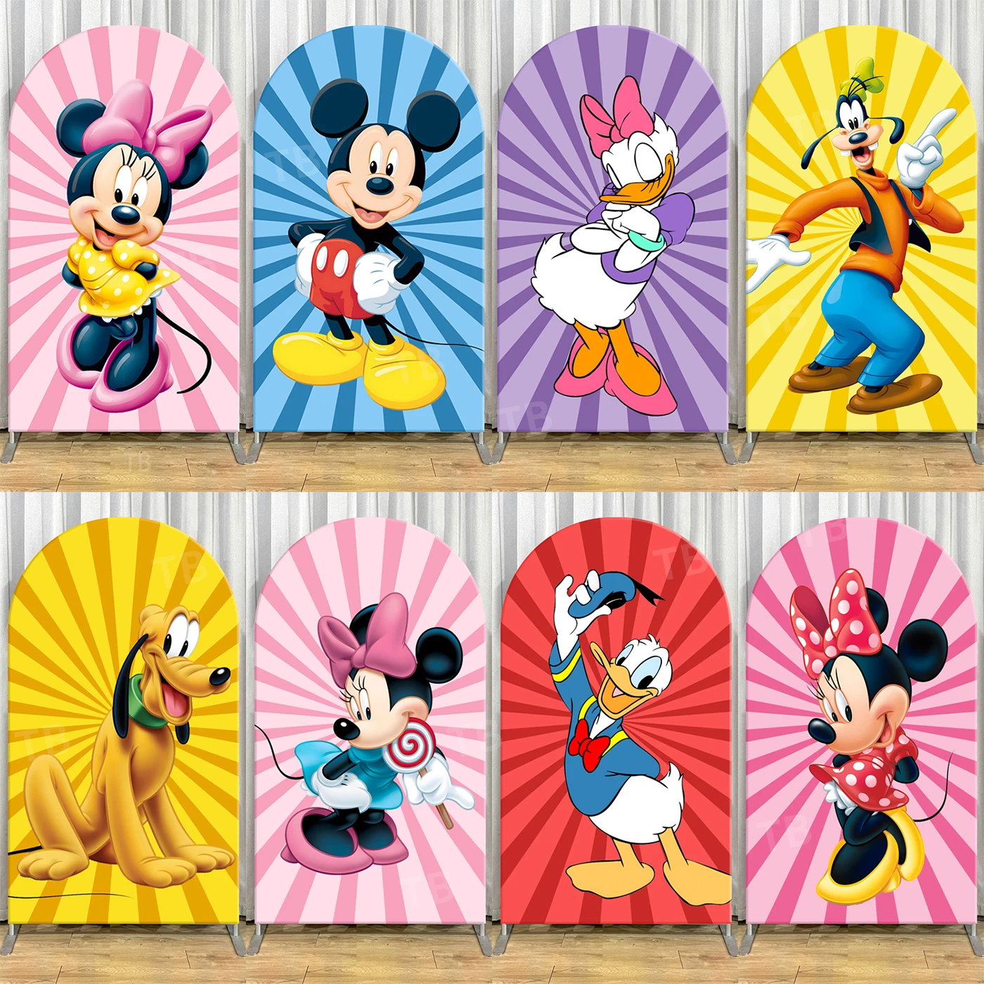 

Disney Mickey Mouse Donald Duck Arch Backdrop Cover Kids Birthday Party Decor Baby Shower Photo Background Wall Elastic Fabric