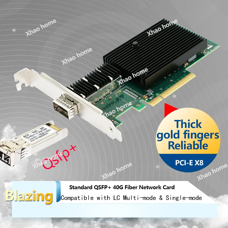 40G PCI-E QSFP Fiber Network Card, 10G Ethernet Adapter for Server/Desktop PC Compatible with Intel NIC, Dual/Single Mode LC