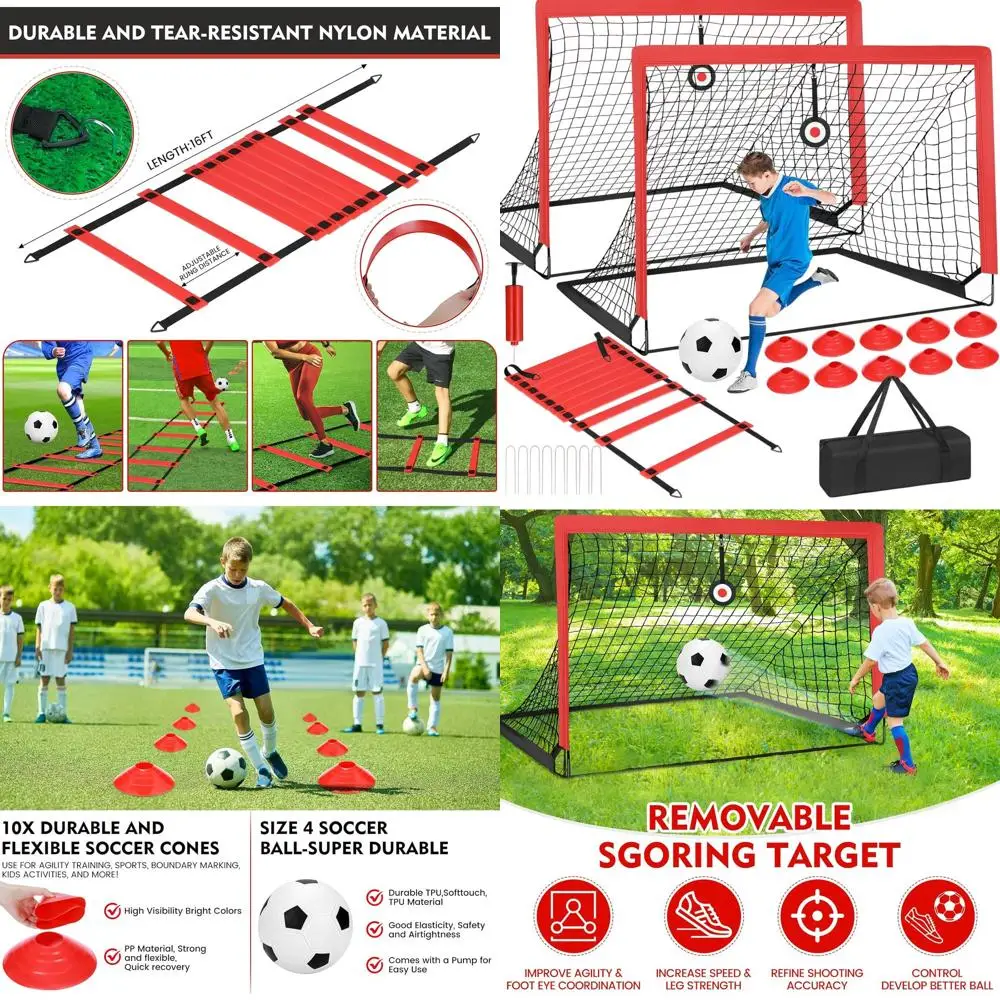 

Portable Soccer Goal Set with Ball, Cones, and Carry Bag for Youth Outdoor Games