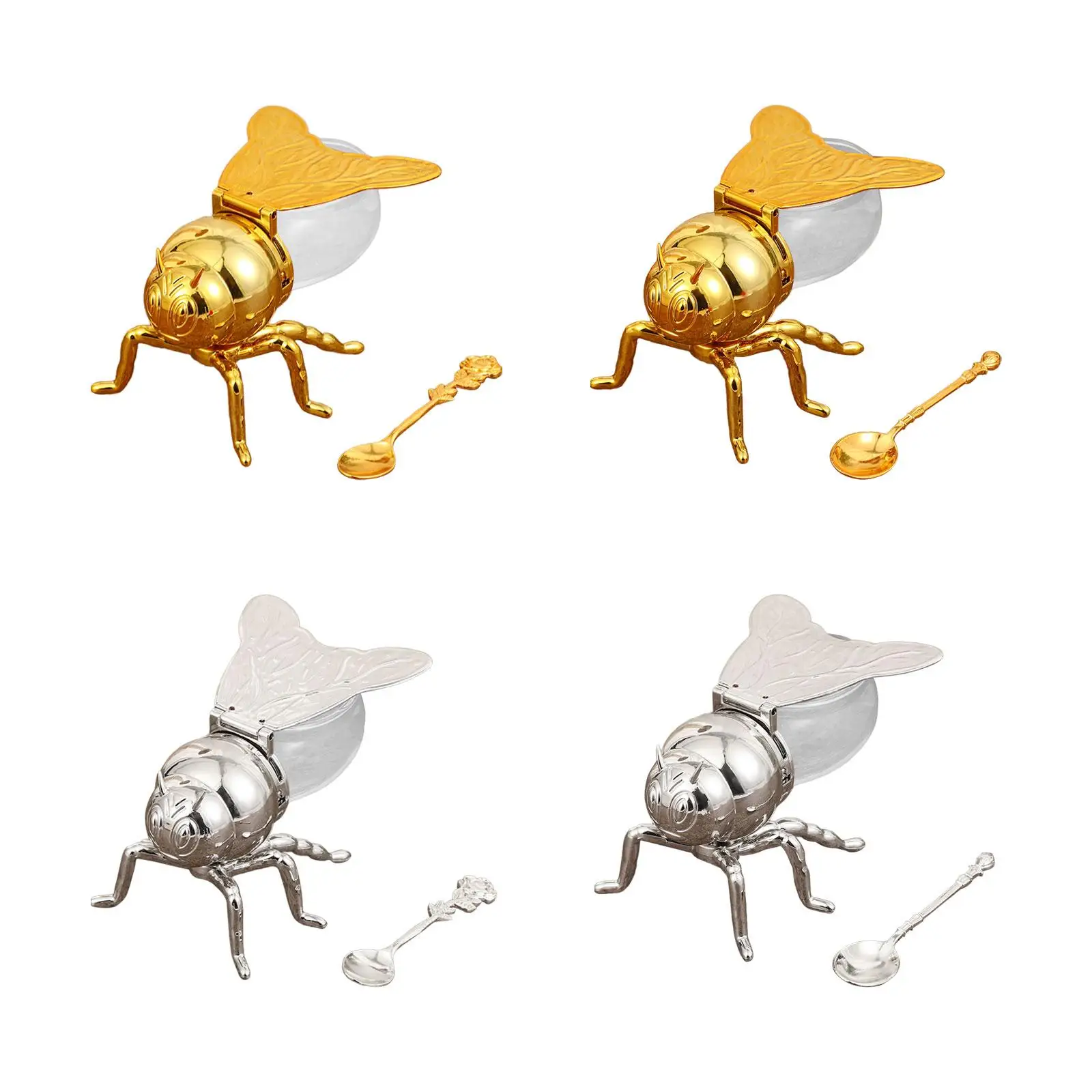 Arı şekilli bal kavanozu kaşık dekoratif yenilik teneke kutu ile Modern çok yönlü depolama Pot akşam yemeği ev şenlikli partiler için mutfak