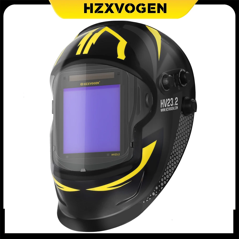 

HZXVOGEN Welding Helmet Mask Large Viewing True Color 4 Sensors for MIG MAG MMA Welder Machine DIN4 1/1/1/2 Soldering Mask