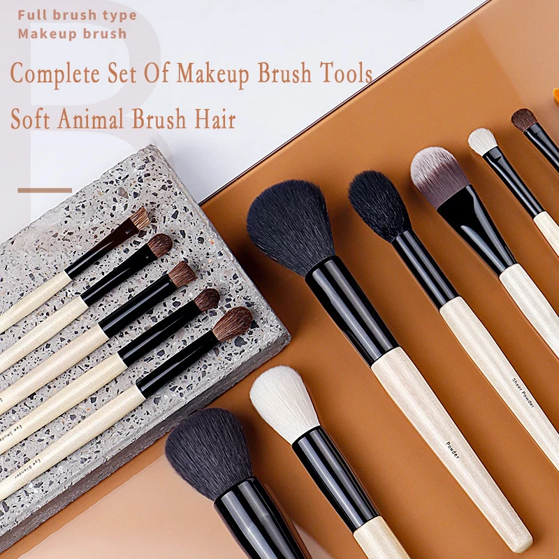 BB Series Makeup Brush Set Soft Animal Hair Loose Powder Blusher Concealer Highgloss Eye Shadow Contour Makeup Brush Girl Gift