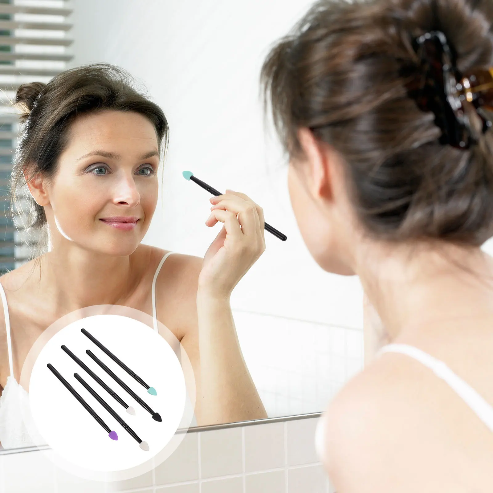 

5Pcs Silicone Eyeshadow Brush Set Professional Makeup Tools for Nose Shadow Cream Eyeshadow Powder Lipstick Application