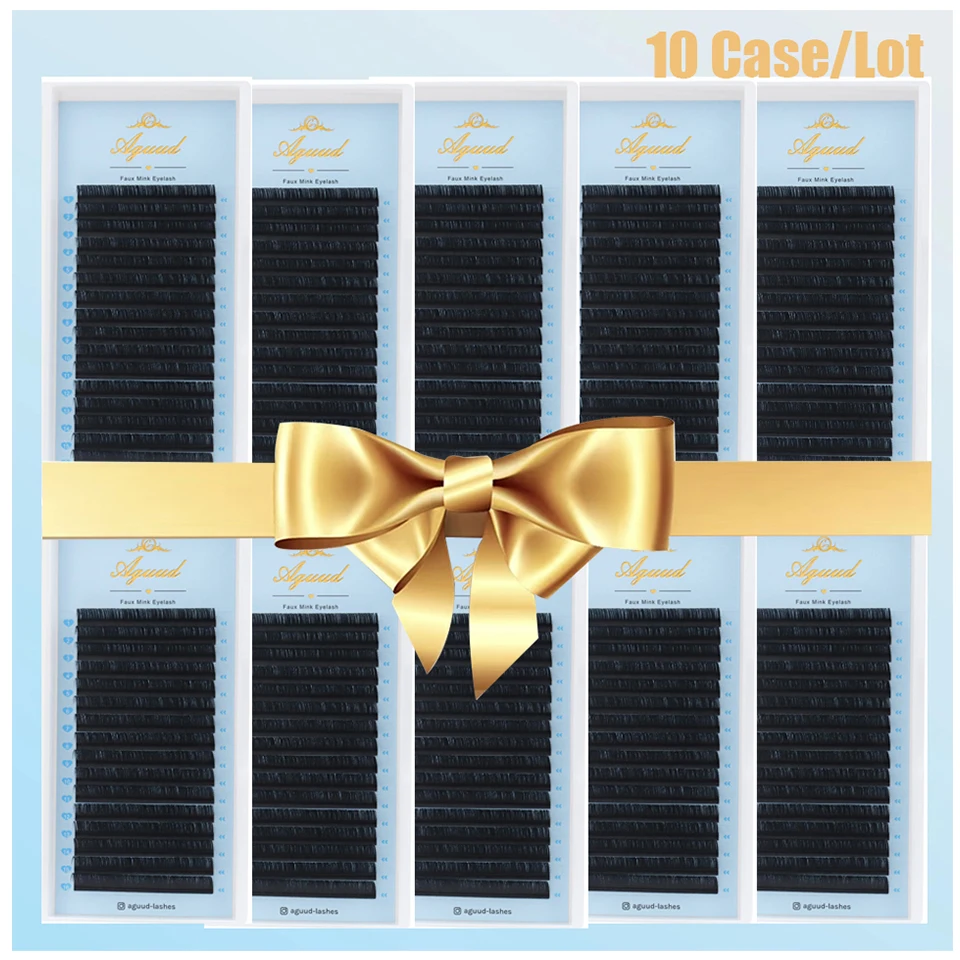 AGUUD 10 Cases C D CC DD Curl Faux Mink Eyelashes Extension High Quality Individual Eyelashes Artificial Fake False Eyelashes