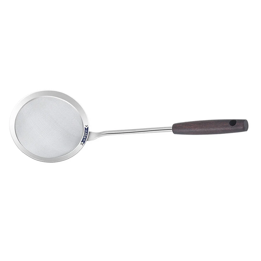 

Stainless Steel Colander Kitchen Strainer Fine Mesh Filter Grease Long Handle Wooden Slotted Colanders Easy Clean