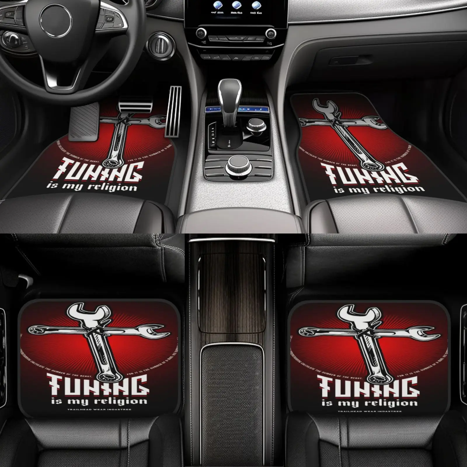 --4 قطع من سجادات السيارة - نمط JDM - سجادات أرضية مخملية كريستالية - مناسبة لأي مركبة #6