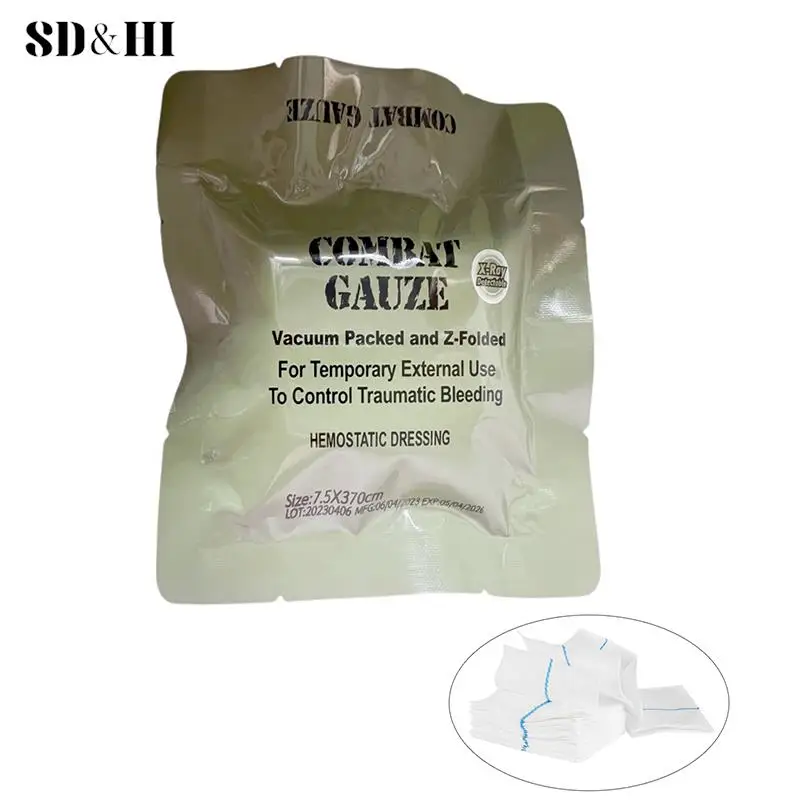 Caolino garza combattimento emostatico emergenza Trauma Z-Fold solubile per Ifak Tactical Military First Aid Kit medicazione medica per ferite