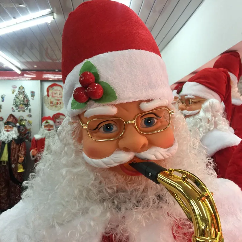 1.8M Large Animated Santa Claus with Saxophone, Motorized Dancing Christmas Decor, Festive Indoor Holiday Ornament