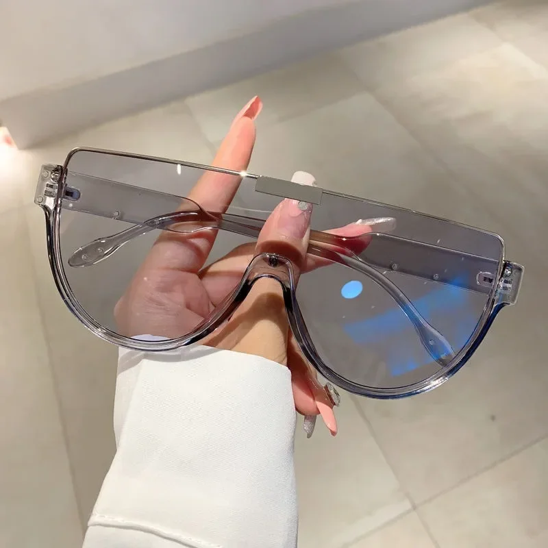 نظارات شمسية خارجية شبه دائرية بتصميم عتيق بنصف إطار نظارات شمسية كبيرة الحجم بظلال نظارات واحدة للنساء والرجال