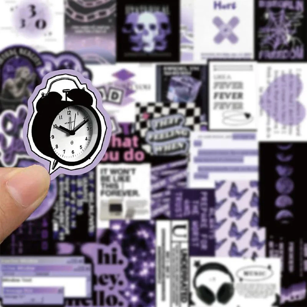 10/30/60pcs Cool Black Purple Dark Graffiti Stickers Kids Toys Ins Style Cartoon Decals DIY Skateboard Helmet Phone Bike Fridge