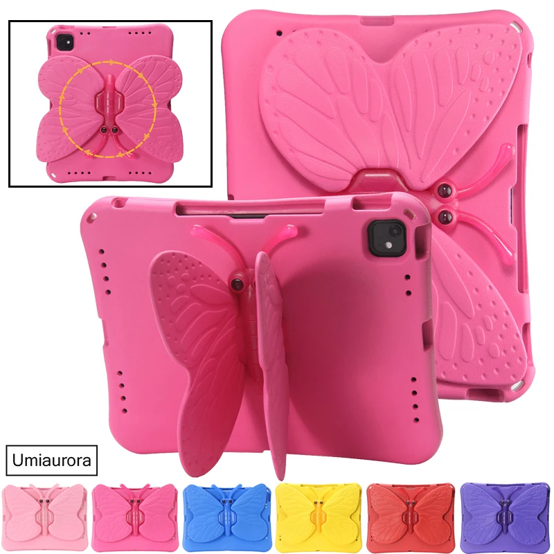 

For IPad 10.5 Air 2 3 4 5 6 10.9 Pro 11 12.9 13 inch M2 M3 M4 M5 Kids Shockproof EVA Tablet Case Rotation Stand Butterfly Funda