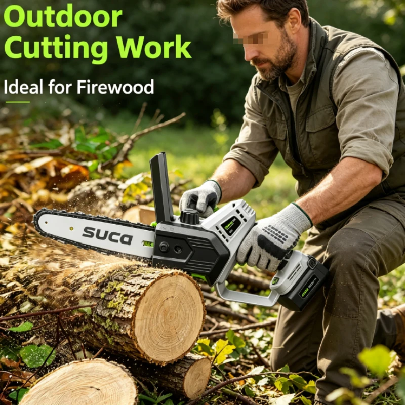 Shuchang rechargeable chainsaw household small handheld saw lithium chainsaw small firewood high branch tree cutting saw