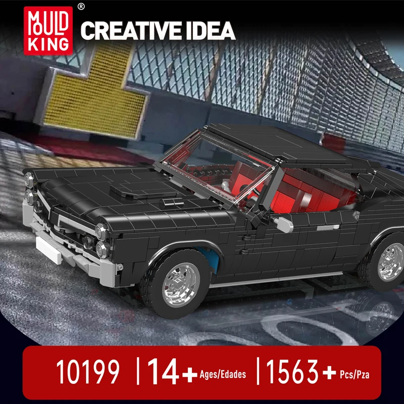 Molde rei 10199 carro técnico brinquedos a cabra muscular carro bloco de construção montagem carro do vintage tijolo conjunto crianças presente natal