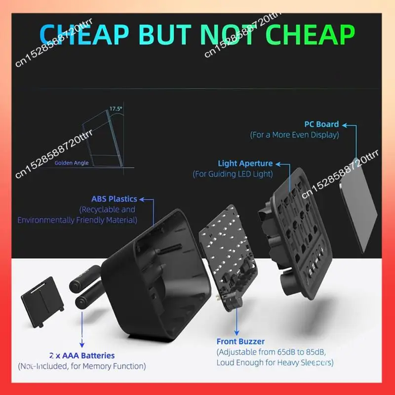 ساعة منبه رقمية ABNR لغرفة النوم، ساعة منبه عالية الصوت، ساعة مكتب كهربائية، منضدة مع غفوة حجم قابل للتعديل #3