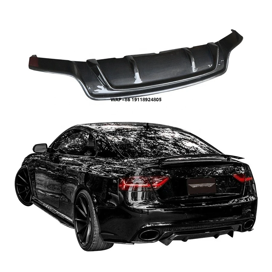 

Новый карбоновый задний диффузор-спойлер с вырезом под выхлоп для RS5 2011-2016, комплект для бампера — 100% соответствие