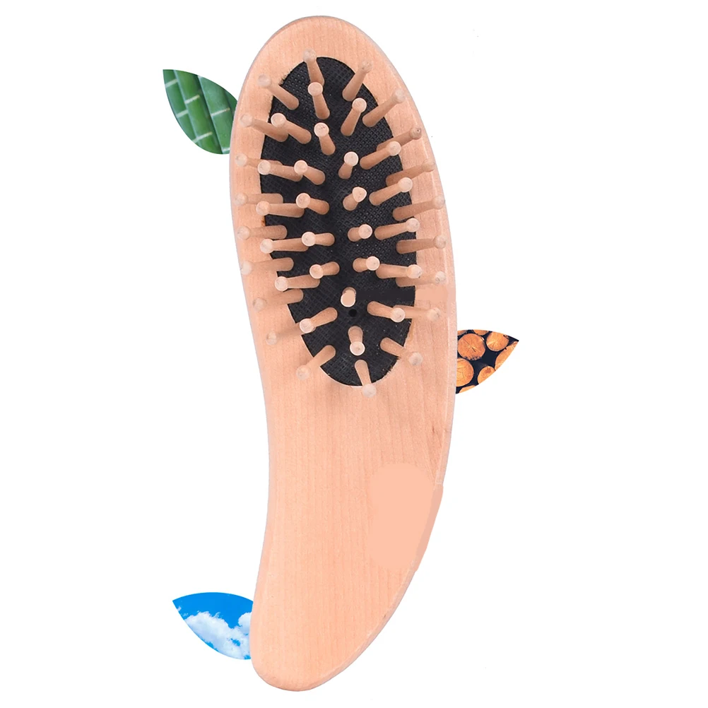 

Wooden Massage Comb Magatama Shape Scalp Relax Detangling Hair Brush Comfortable Grip Home Hotel Use