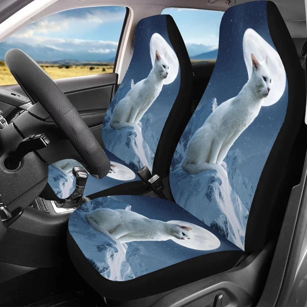 Sentinela de gato Lunar, fundas de asiento de coche estampadas para todos, accesorios de coche para mujeres, ajuste Protector Universal de asientos delanteros de coche, 2 uds.