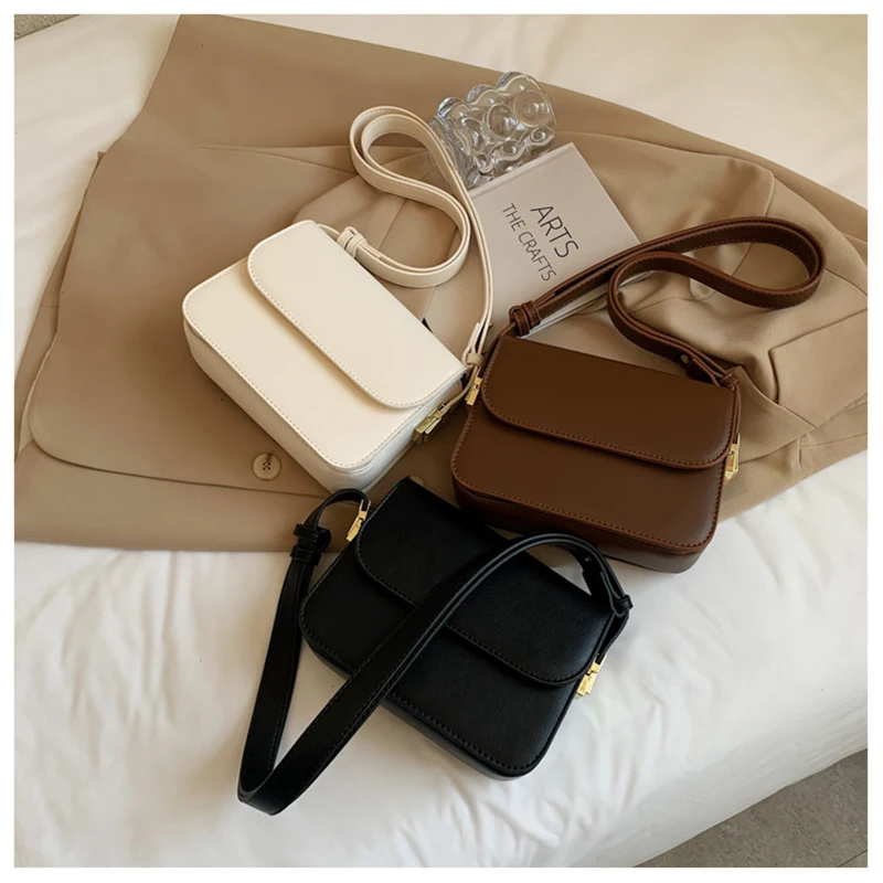 Trendy All Match Underarm Shoulder Bag Women PU Leather Crossbody Bag Solid Color Flap Messenger Bag Fashion Handbags And Purses
