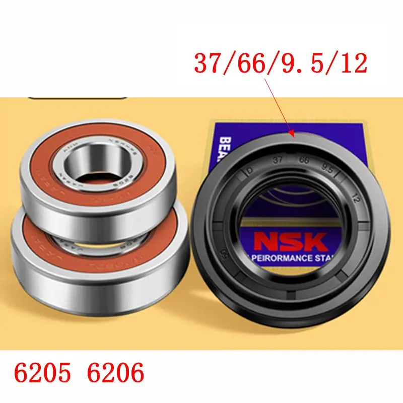 

for Skyworth drum washing machine Water seal（37/66/9.5/12）+bearings 2 PCs（6205 6206）Oil seal Sealing ring parts