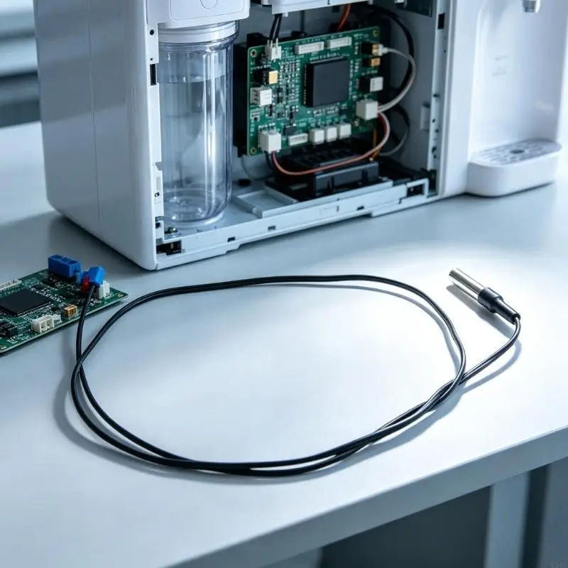 Black PVC Cable Temperature for Water Dispenser Repair, Replacement Cold-Water Sensing Component with Probe and Blue Cable
