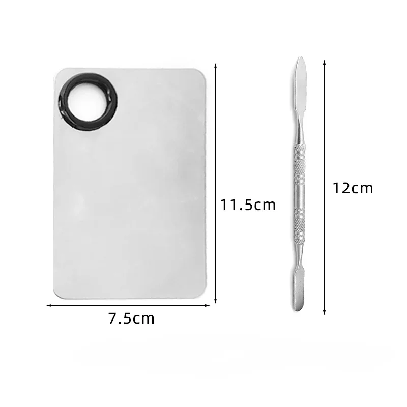 Paleta do mieszania makijażu, ulepszona, ze stali nierdzewnej, metalowa tacka do mieszania z szpatułką, narzędzie artystyczne do mieszania podkładu i zdobień paznokci.